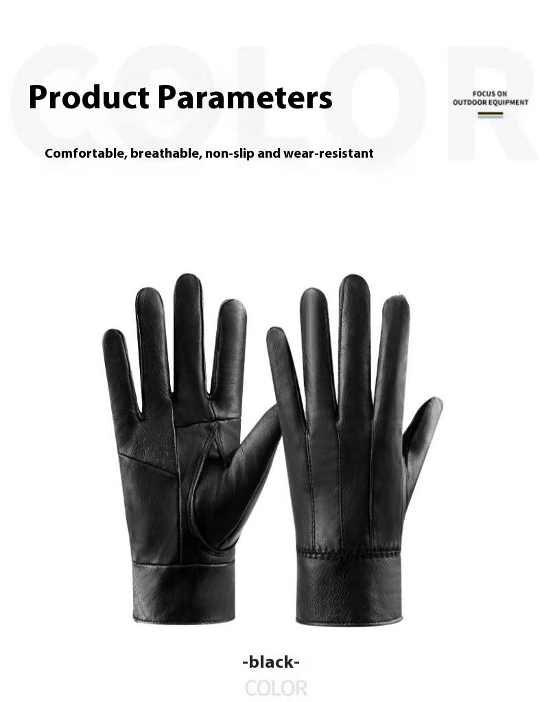Genuine Leather Gloves For Men Women Fleece Lined Padded Warm Keeping Sheepskin Gloves Limorista