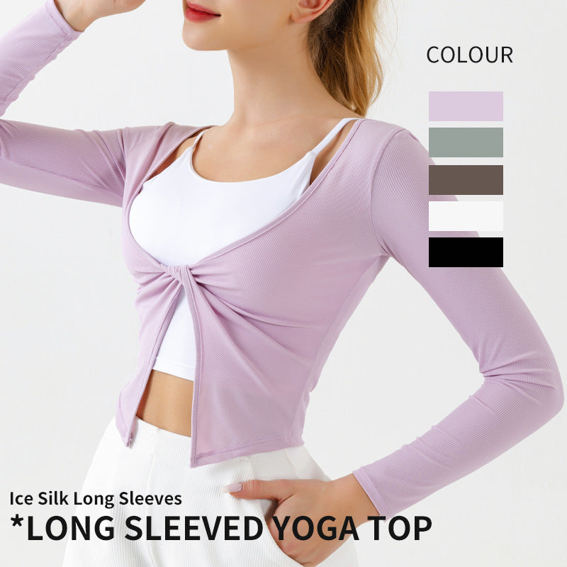 Limorista - V-neck Knot Eeucc Off Sports Jacket Baita Slimming