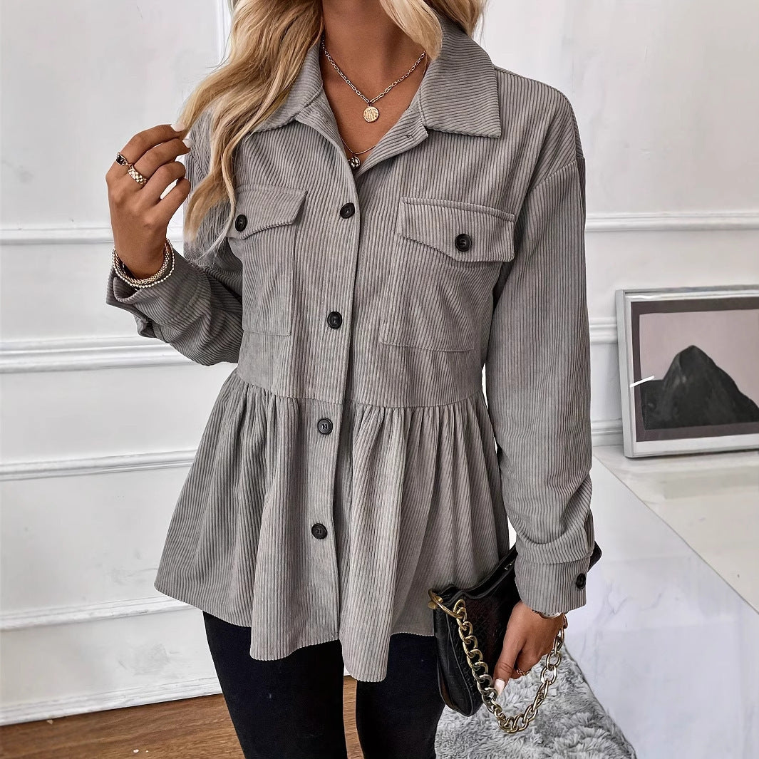 Casual Doll Shirt Coat Corduroy Shirt For Women Limorista