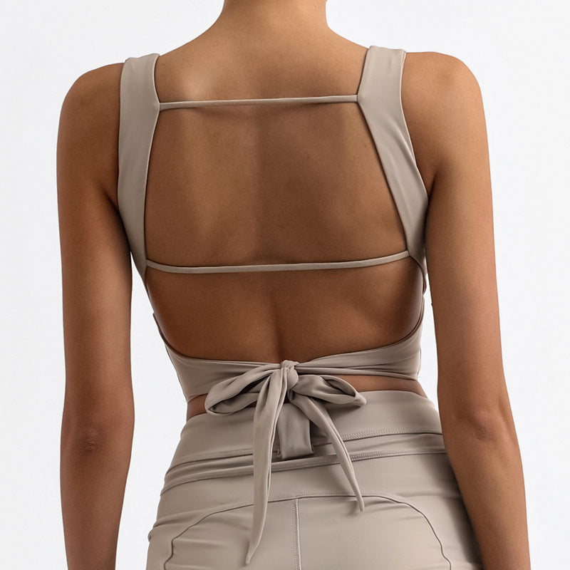 Limorista - Quick-drying With Chest Pad Nude Feel Yoga Straps Top