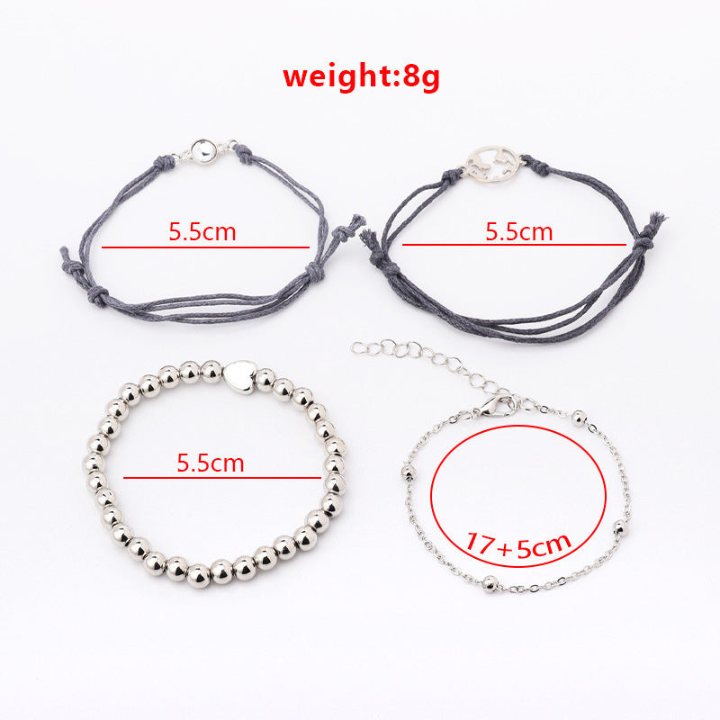 Map Opal Beads Peach Heart Chain Bracelet Four-piece Set Limorista