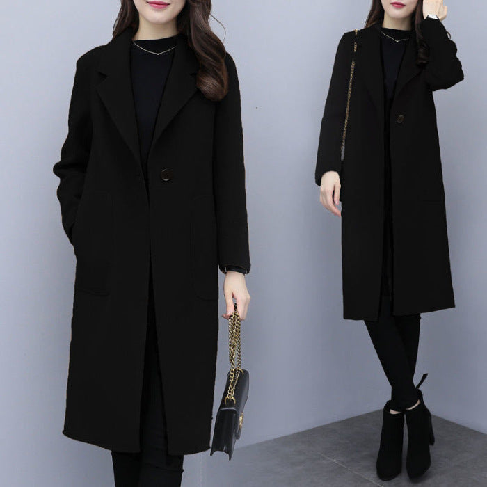 Mid-length Loose Wool Overcoat Women&