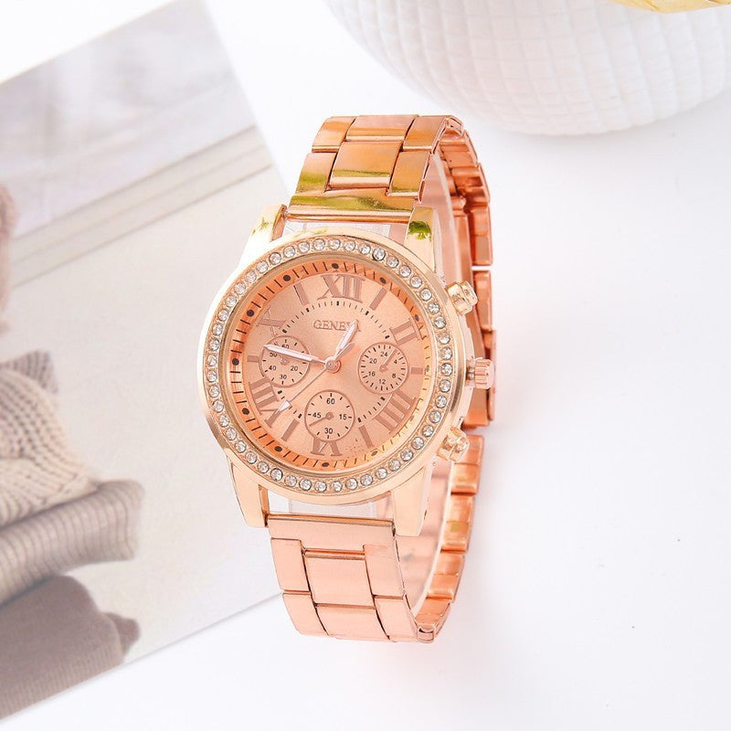 Geneva Steel Belt Gold Quartz Watch Limorista