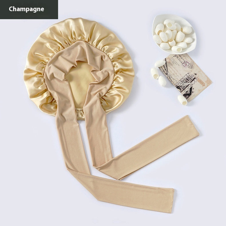 Wide-brimmed Lace-up Adjustable Elastic Large Silk Nightcap Limorista