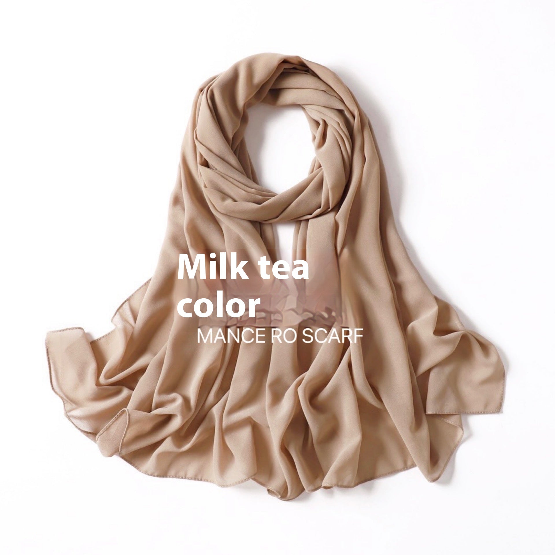 Pure Color Pearl Chiffon Scarf Headcloth Veil Chiffon Scarf Limorista