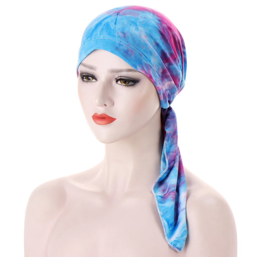 Curved Tail Turban Hat Flower Cloth Pullover Limorista
