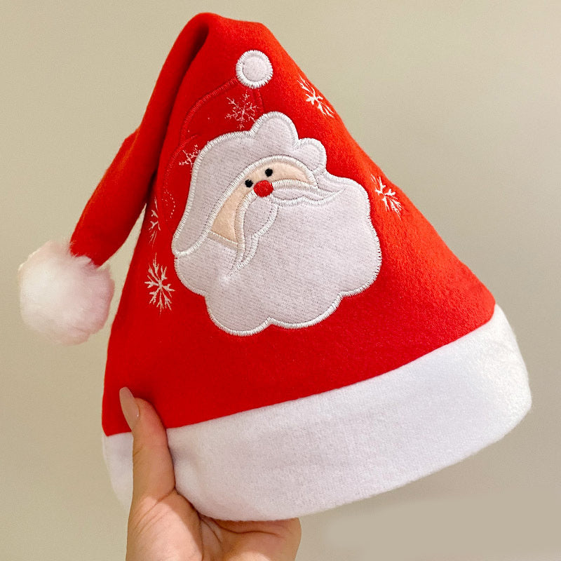 Cartoon Christmas Hat With Elk Santa Claus Embroidery Design Holiday Party Decoration Fuzzy Hat Limorista