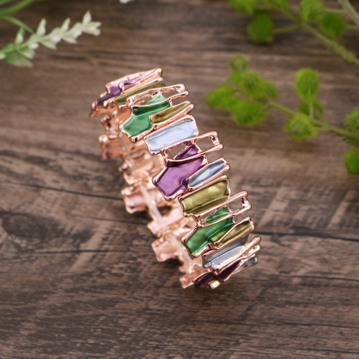 Irregular Colorful Oil Necklace Alloy Bracelet Stitching Women&