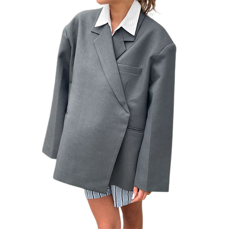 Lapel Side Slit Suit Jacket Women&