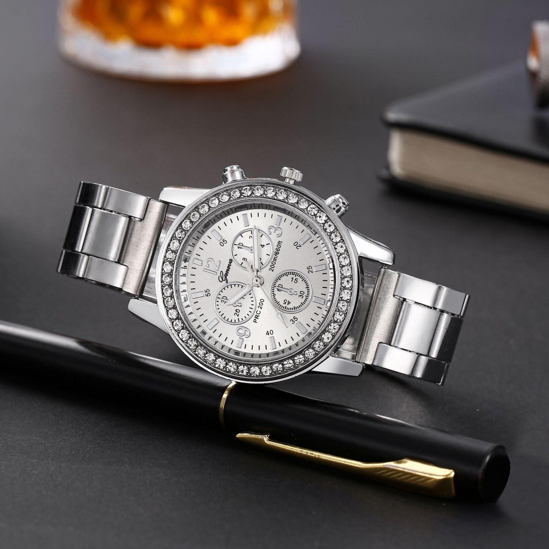 Geneva Steel Belt Gold Quartz Watch Limorista