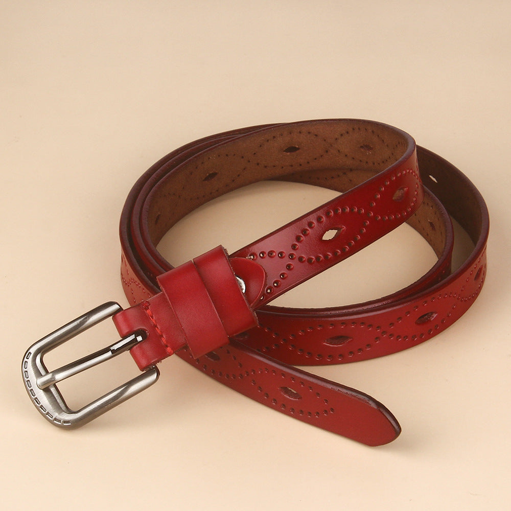 Vintage Hollow Belt Leather Cowhide Copper Pin Buckle Limorista