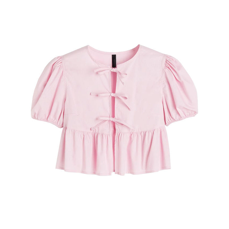 Bow Tie Puff Sleeve Top Limorista