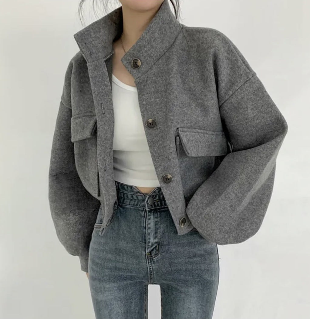 Short Idle Style Loose Casual Woolen Woolen Coat Limorista