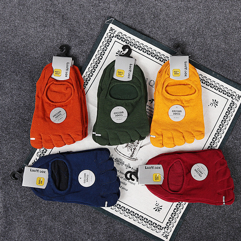 Ladies Pure Cotton Deodorant Socks Sweat Absorbing Invisible Five Finger Socks Limorista