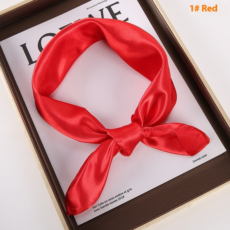 Solid Color Square Scarf Artificial Silk Small Square Towel Limorista