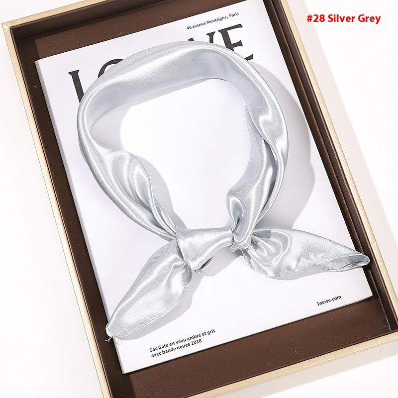 Solid Color Square Scarf Artificial Silk Small Square Towel Limorista