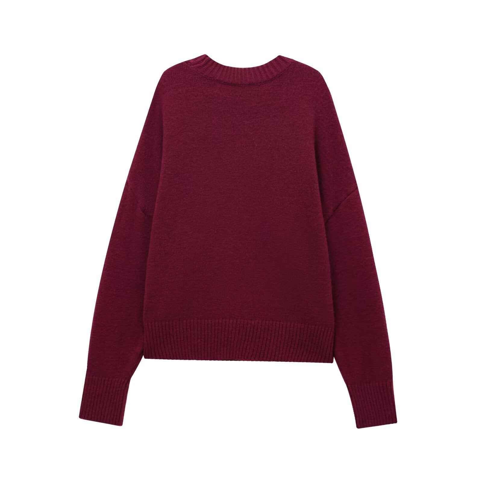 Limorista - Versatile Solid Color Long Sleeve Soft Sweater