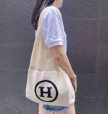 Simple Vintage Cutout Knit Tote Bag Limorista