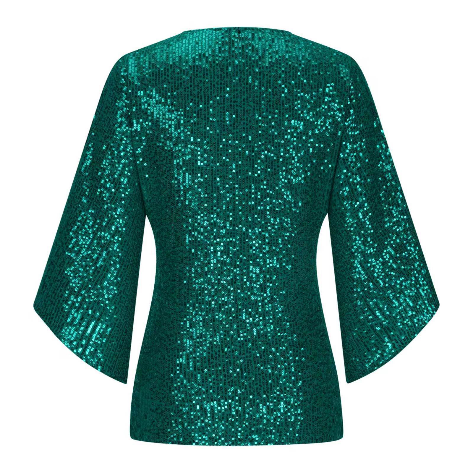 Loose Mid-length Sequined T-shirt Women&