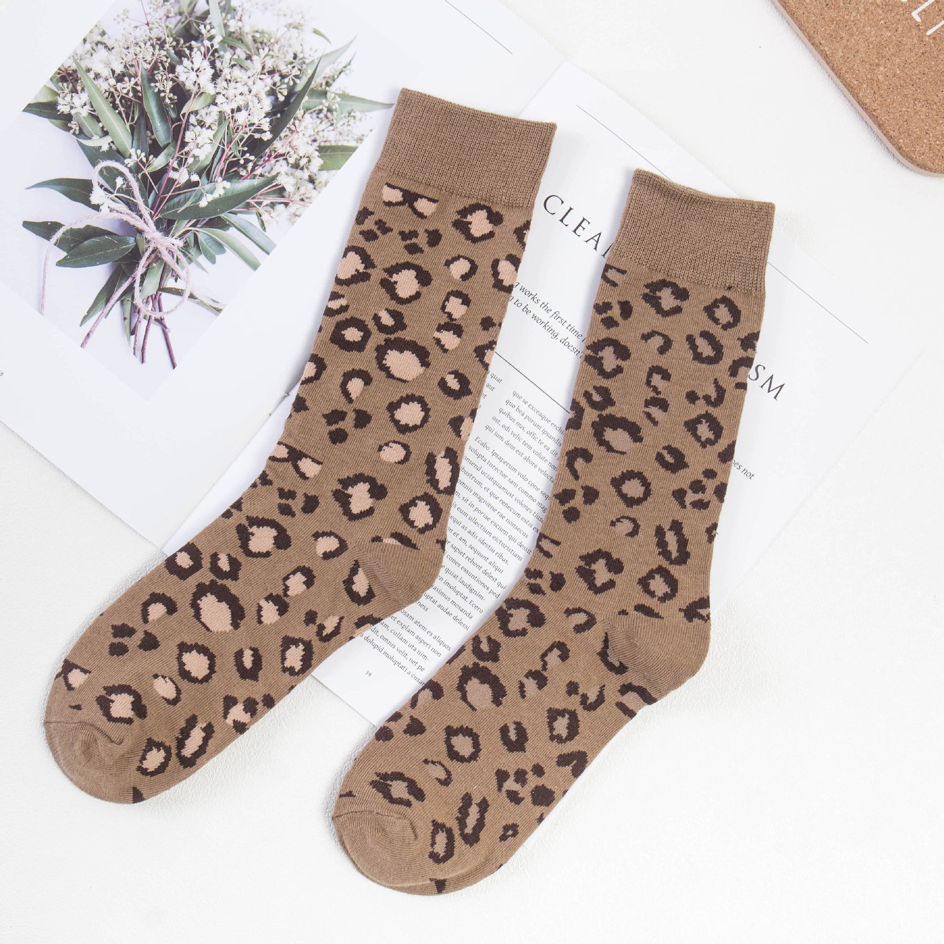 Autumn And Winter Cotton Leopard Print Tube Socks Limorista