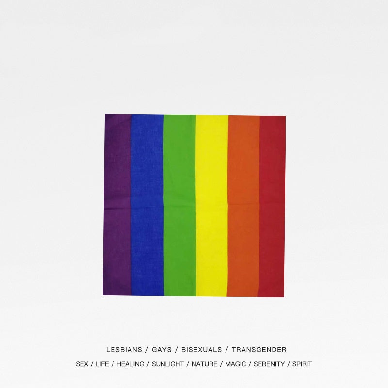 Rainbow LGBT Cotton Outdoor Breathable Striped Square Scarf Hip Hop Limorista