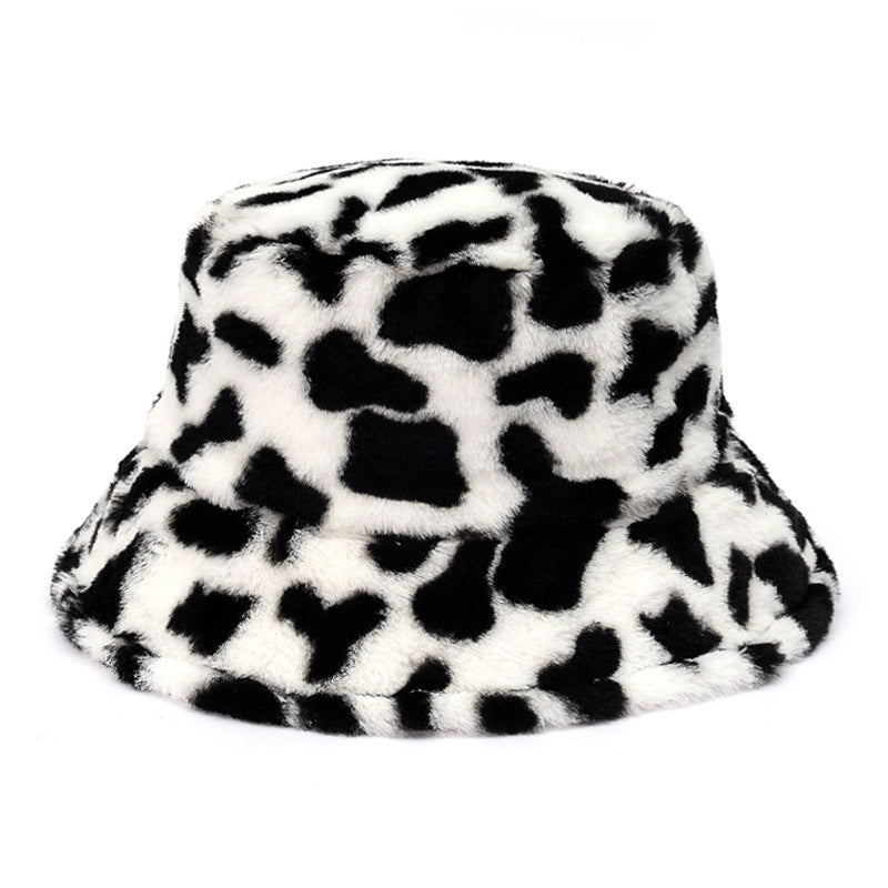 Cow Pattern Female Print Korean Fashion Plush Hat Limorista
