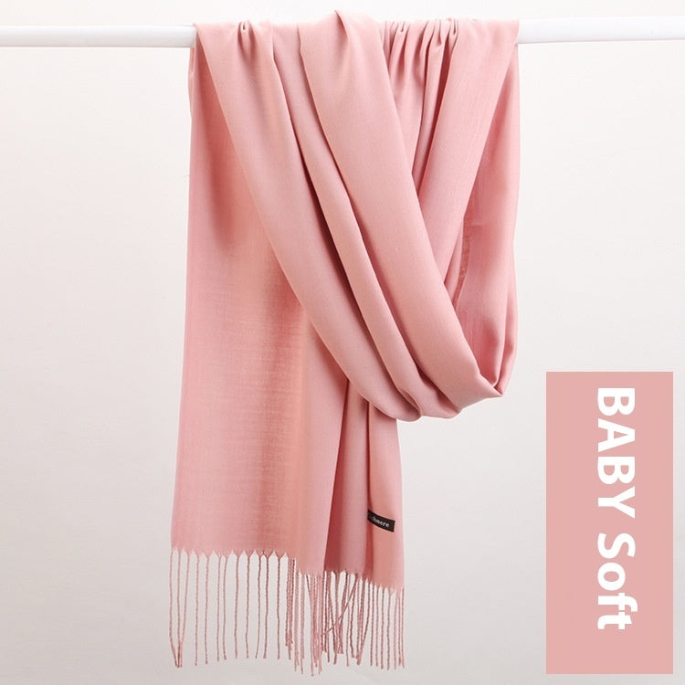 Pure Color Warm Keeping Scarf All-match Cashmere Shawl Limorista