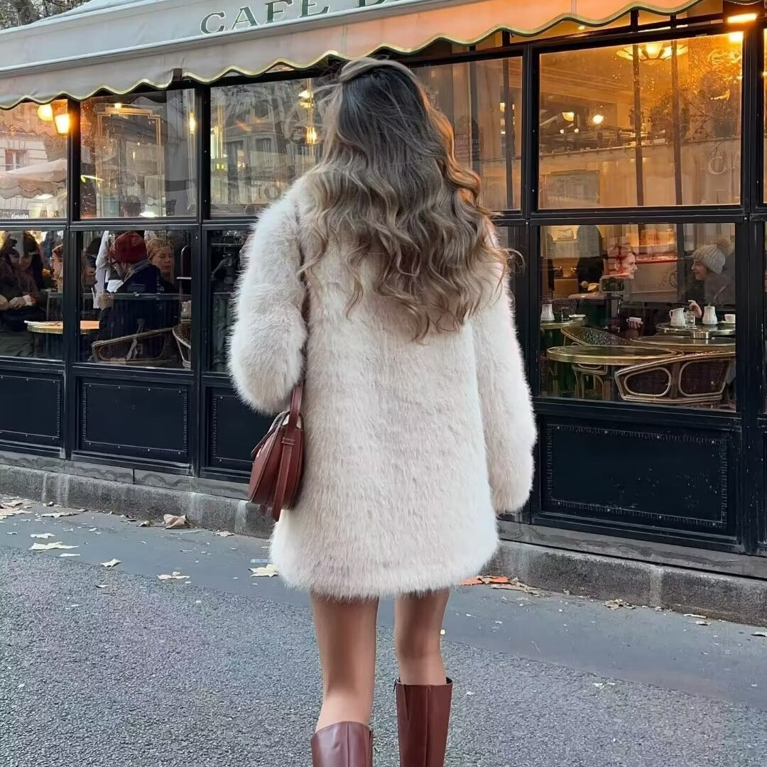 Loose Fashion Mid-length Fur Overcoat Coat Limorista