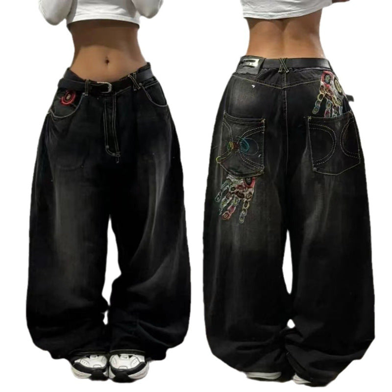American Retro Couple Wide Leg Jeans Limorista