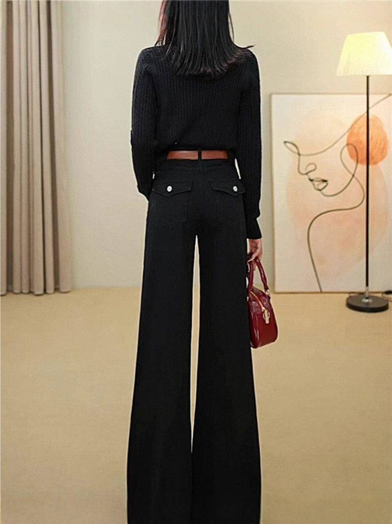 Retro Wide-leg Jeans For Women High Waist Loose Fashionable All-match Slim Pants Limorista