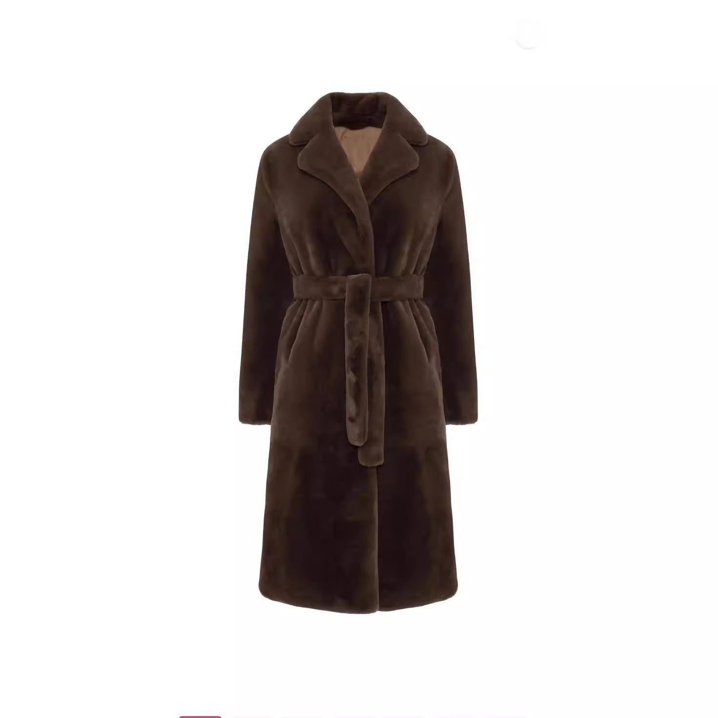 Artificial Fur Coat Suit Collar Cotton Coat Thickened Long Section Plush Trench Coat Limorista