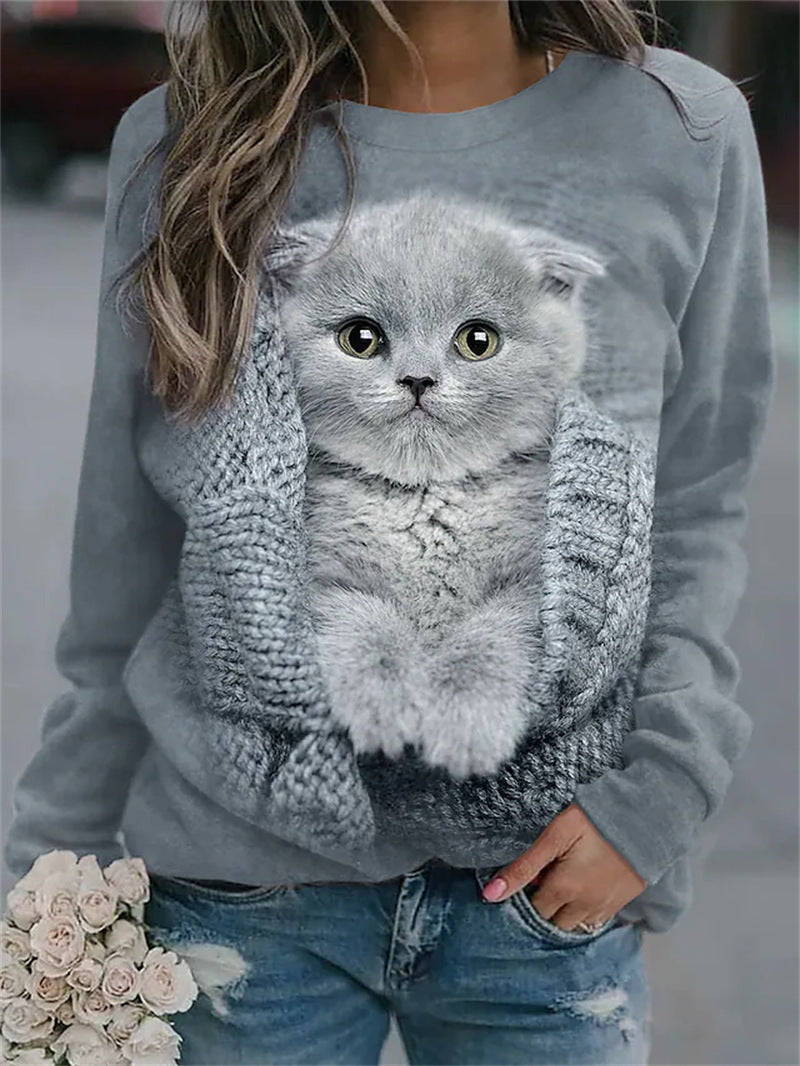 Fashion Loose Print Round Neck Sweater Limorista