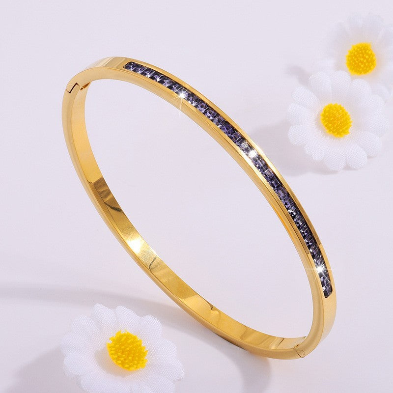 Titanium Steel Electroplated Diamond Silver Bracelet European And American Fashion Bracelet Ornament Limorista