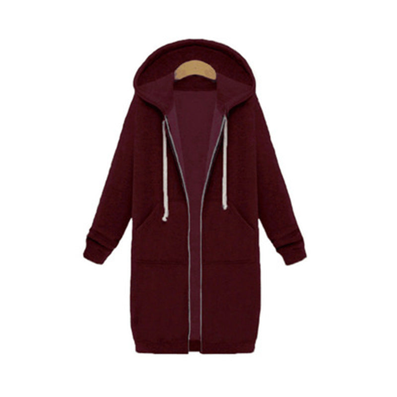 Hooded Long Sleeve Sweater Fleece Long Jacket Limorista