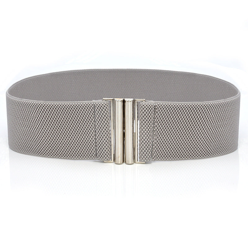 Elastic Elastic Silver Buckle Wide Belt Decorated Skirt Accessories Limorista
