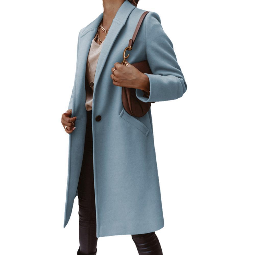 A Mid-length Coat With Solid Lapels Limorista