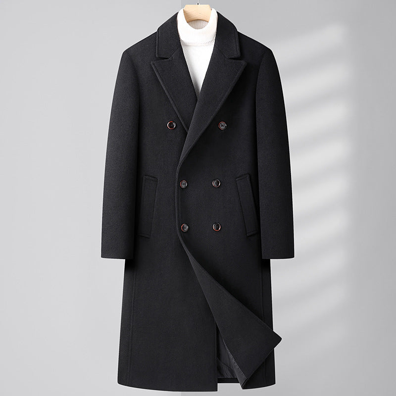 Autumn And Winter Woolen Coat Overknee Long Double Breasted Oblique Pocket Limorista