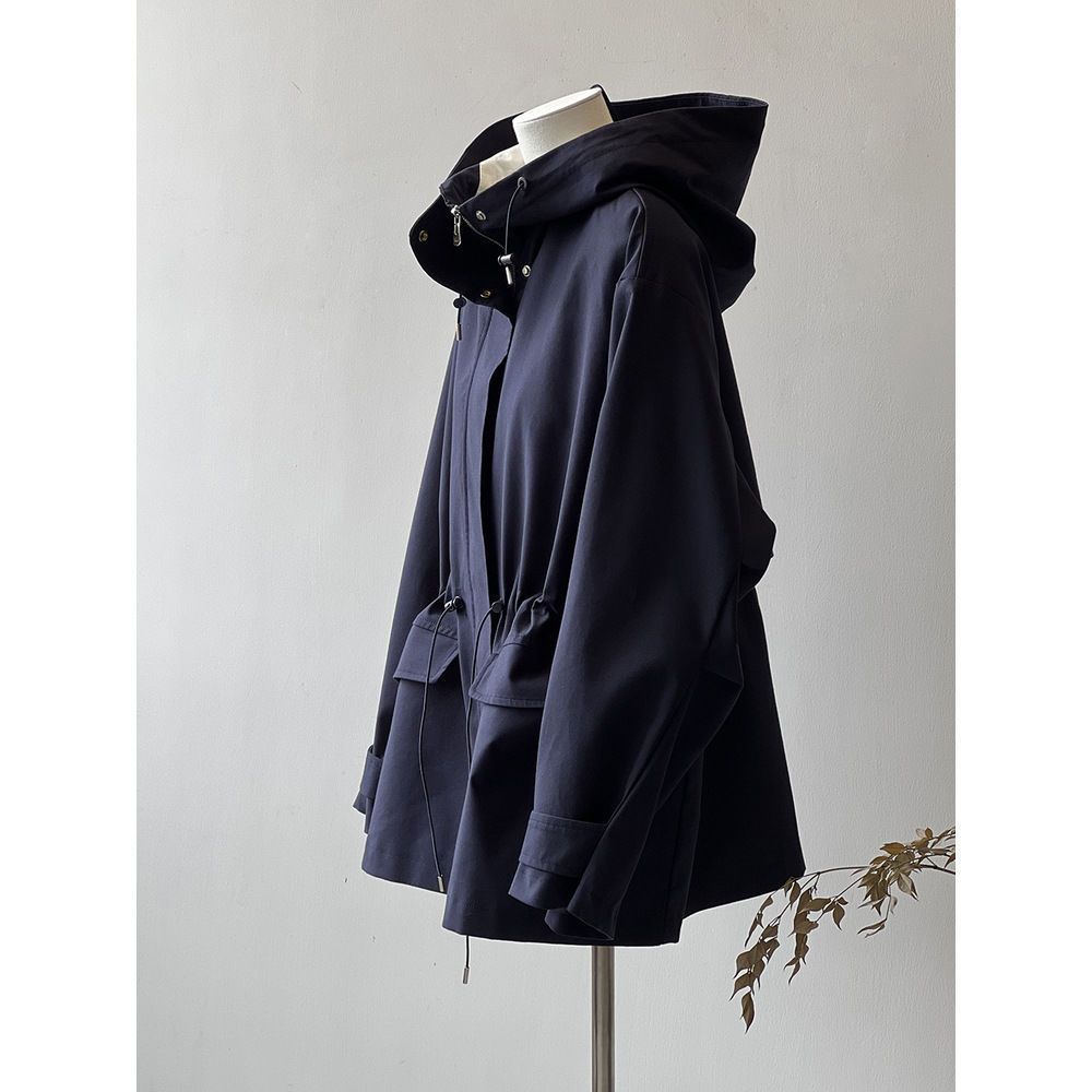 British Style Hooded Trench Coat Coat Women&