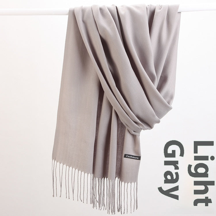 Pure Color Warm Keeping Scarf All-match Cashmere Shawl Limorista