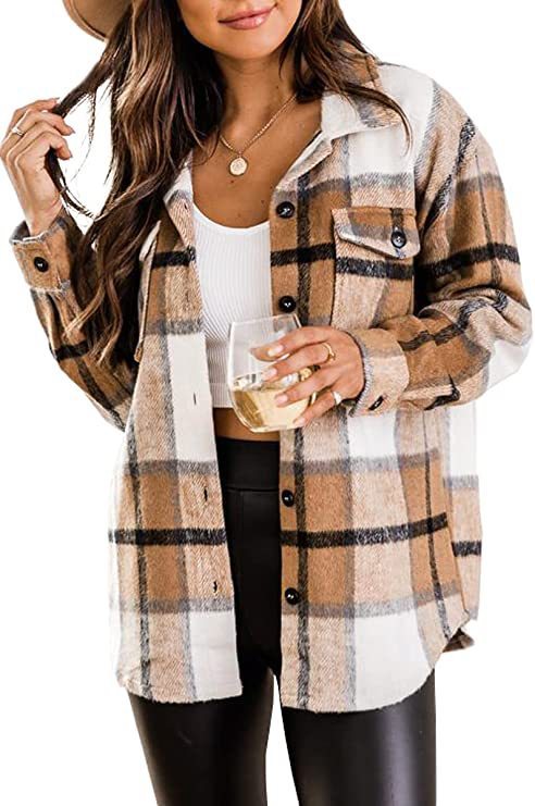 Flannel Jacket Casual Check Button Down Limorista