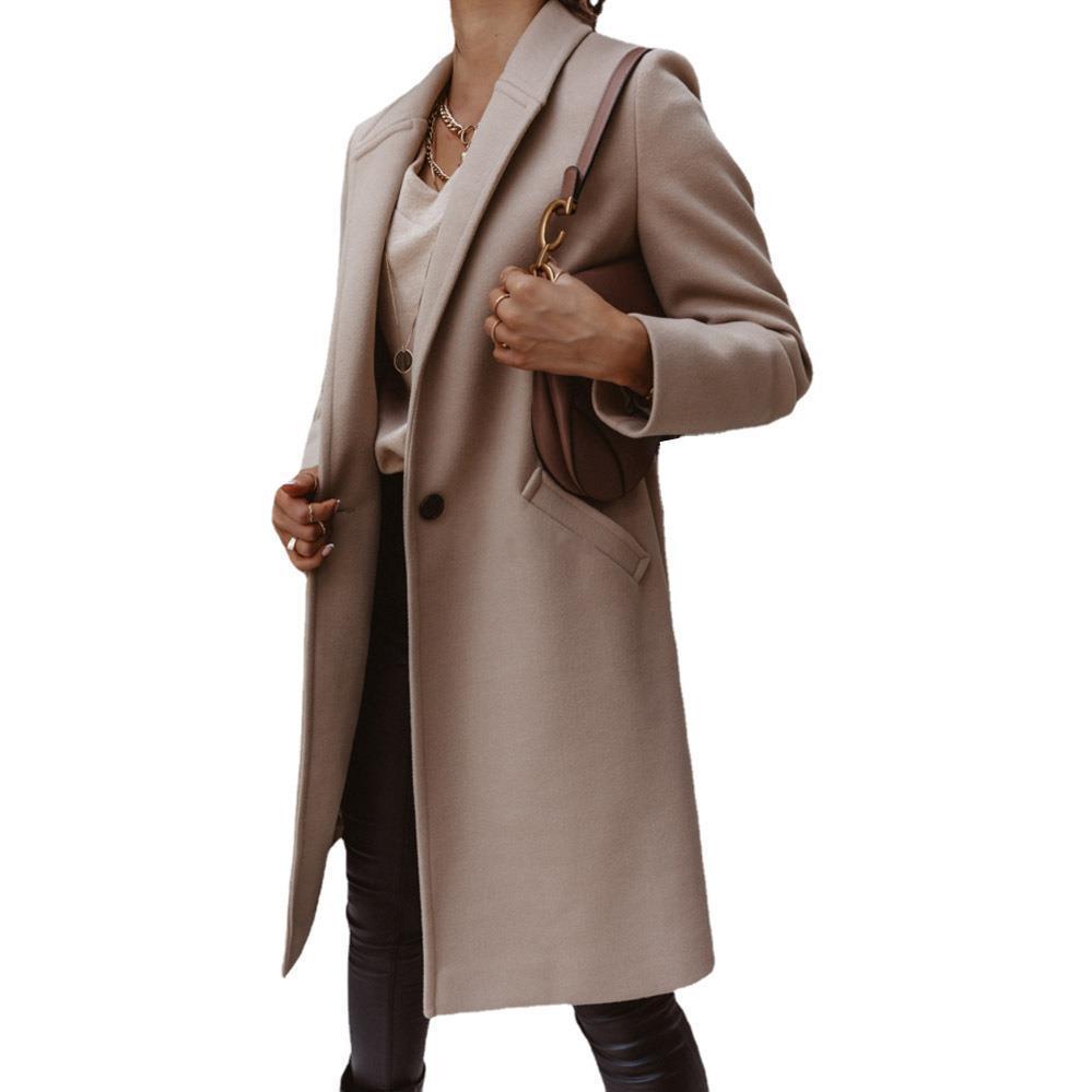 A Mid-length Coat With Solid Lapels Limorista