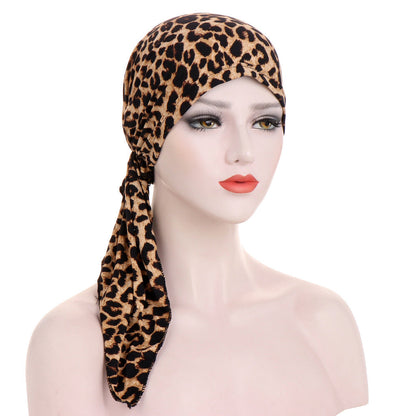 Curved Tail Turban Hat Flower Cloth Pullover Limorista