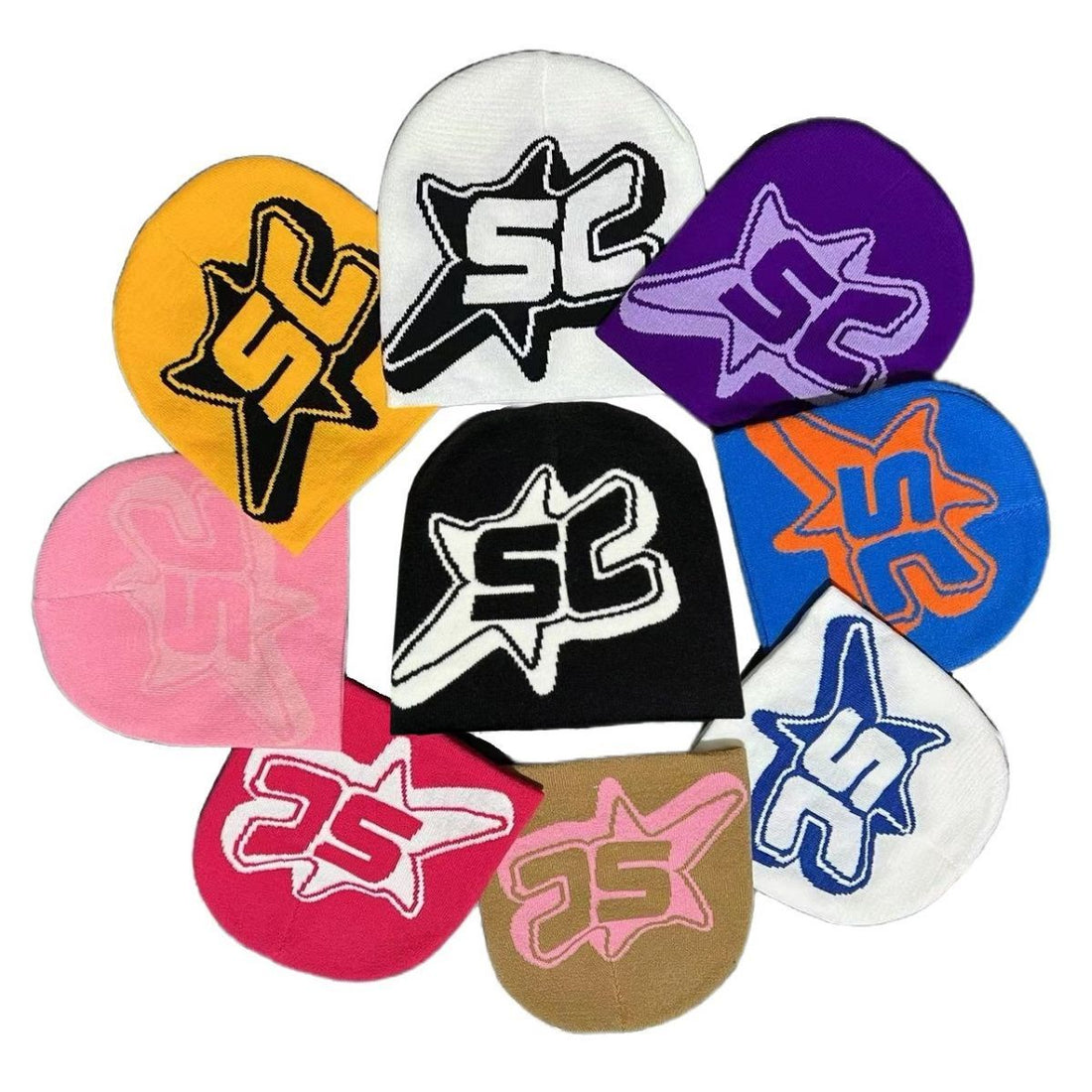 Jacquard Letter SC Trend Knitting Sleeve Cap Limorista