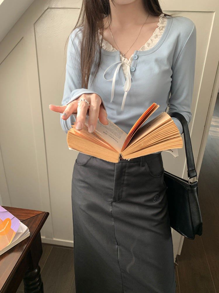Inner Wear Fleece-lined Thick Short Long Sleeve Bottoming Shirt Limorista