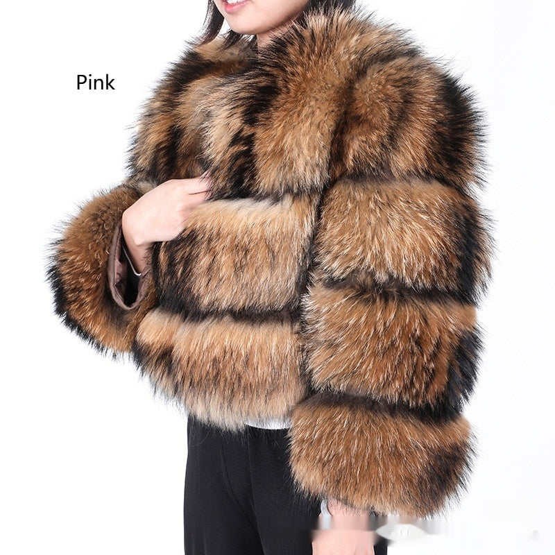 Warm Short Raccoon Fur Women&