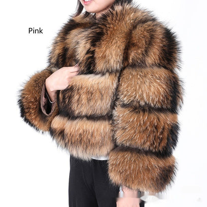 Warm Short Raccoon Fur Women&