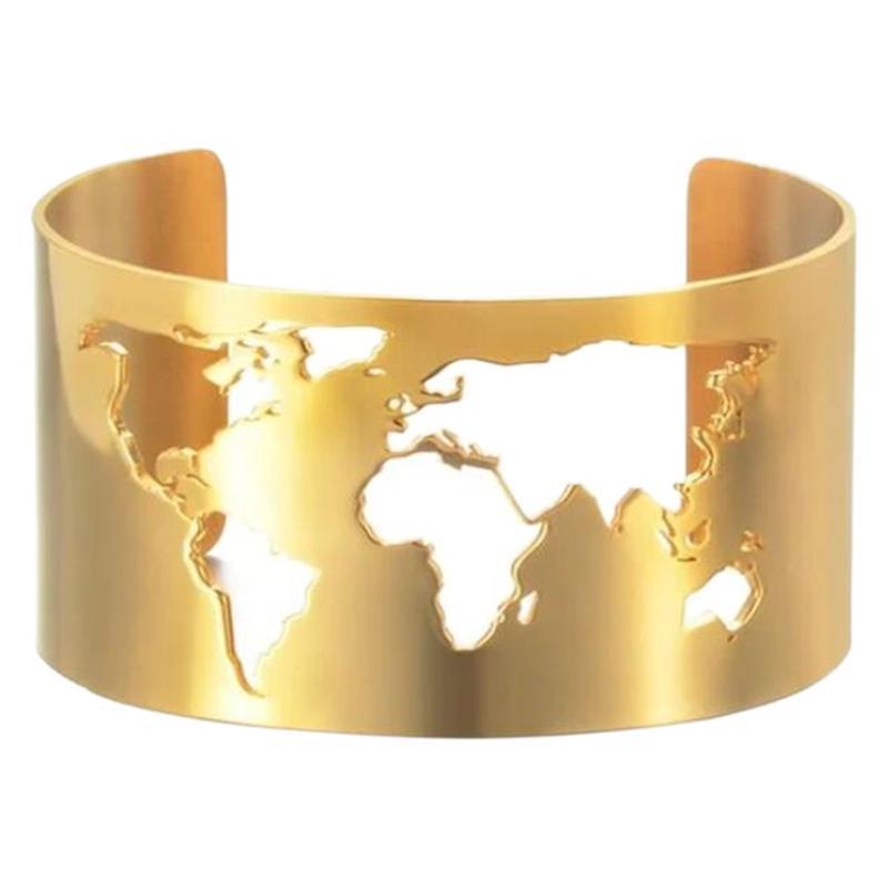 Female Creative Cutting Personality Fashion Hollowed-out World Map Open-ended Bracelet Limorista