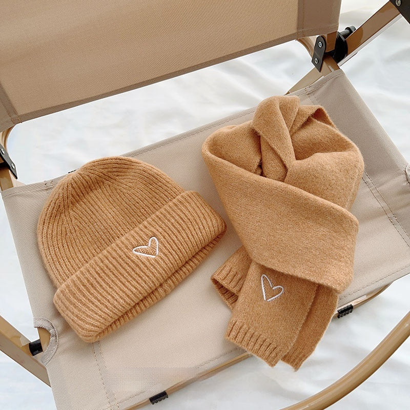 Heart Embroidery Solid Color Children Woolen Knitted Hat Limorista