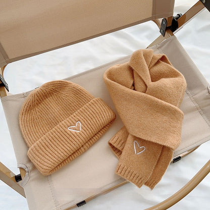 Heart Embroidery Solid Color Children Woolen Knitted Hat Limorista