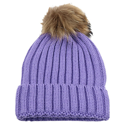 Fur Ball Knitted Hat Warm And Thick Woolen Cap Limorista